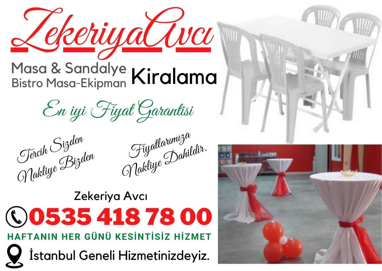 Kıraç Masa Sandalye Kiralama